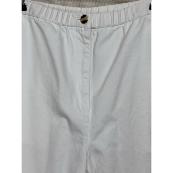 Talbots Women’s White Pants Loose Fit Elastic Waist 100% Cotton Sz 6 - Picture 3 of 16